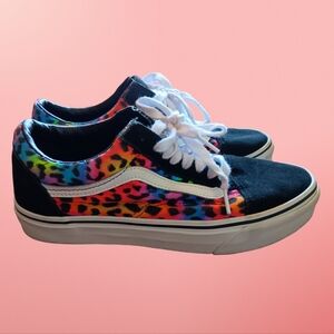 Vans X C2H4 Old Skool Rainbow Spot Leopard Sneakers Women's 9.5 Lisa Frank Style